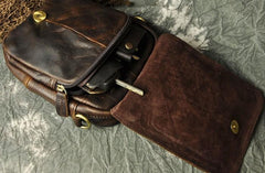 Small Mens Leather Belt Pouch Side Bag Belt Case Waist Pouch Holster for Men