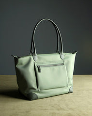 Womens Light Green Nylon Shoulder Tote Medium Green Nylon Handbag Purse for Ladies