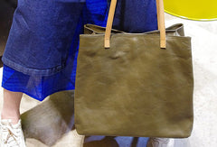 Handmade Genuine Leather Handbag Large Tote Bag Shopper Bag Shoulder Bag Purse For Women