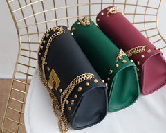 Leather Stylish Womens Rivet Handbag Work Purse Chain Shoulder Bag for Women