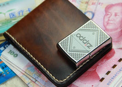 Vintage Leather Mens Slim Small Wallet Leather Small Wallets billfold Wallet for Men
