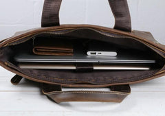 Cool Coffee Leather Mens Briefcases Work Bag Laptop Bag Business Bag for Men
