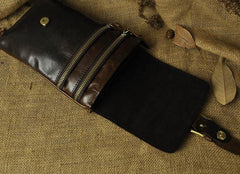 Mens Leather Small Side Bag  Waist Pouch COURIER BAG Holster Belt Case Belt Pouch for Men