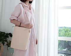 Handmade Leather Beige Womens Tote Crossbody Purse Tote Shoulder Bag for Women