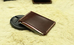 Handmade Leather Mens Slim Front Pocket Wallet Leather Small Wallets  for Men