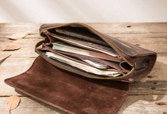 Cool Leather Mens Large Long Zipper Clutch Wallet Long Wallet for Men