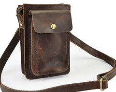 Mens Leather Small Belt Pouch Side Bag Waist Pouch COURIER BAG Holster Belt Case for Men