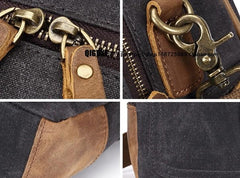 Mens Waxed Canvas Small Side Bag Messenger Bag Canvas Courier Bags for Men