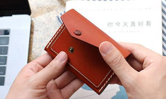 Leather Mens Card Wallet Front Pocket Wallet Small Slim Wallet Change Wallet for Men