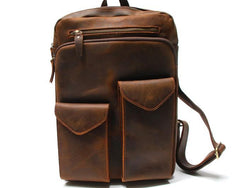 Cool Brown Leather Mens Backpack Travel Backpacks Laptop Backpack for men