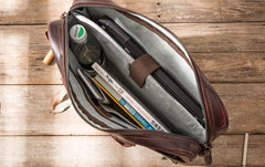 Red Brown Leather Mens Briefcase Work Bag Laptop Bag Business Bag for Men