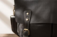 Black Leather Mens Large Briefcase Work Bag Laptop Bag Business Bag for Men