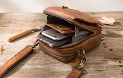 Leather Belt Pouch Belt Cases Mens Waist Bag Small Shoulder Bag for Men