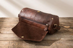 Cool Small Mens Leather Barrel Bag Messenger Bags Shoulder Bags  for Men