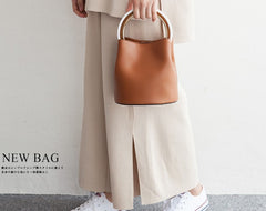 Cute Leather Womens Mini Bucket Handbag Crossbody Purse Barrel Shoulder Bag for Women