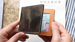 Cool Leather Mens Camouflage License Wallet Front Pocket Wallet Slim Card Wallet for Men