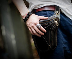 Leather Belt Pouches Mens Small Cases Waist Bag Hip Pack Belt Bag for Men