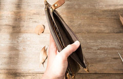 Cool Canvas Leather Mens Bifold Long Cards Wallet Long Wallet for Men