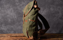 Green Canvas Mens Cool Backpack Large Travel Backpack Canvas Hiking Backpack for Men