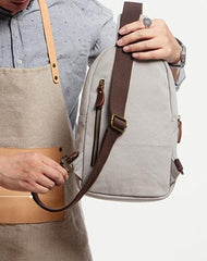 Cool Canvas Gray Mens Sling Bag Chest Bag One Shoulder Pack for men