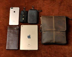 Mens Leather Small COURIER BAG Side Bag Waist Pouch Holster Belt Case Belt Pouch for Men