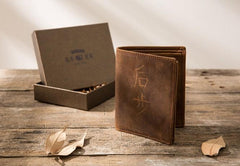 Cool Leather Vintage Mens Slim Small Wallets Zipper billfold Wallets for Men