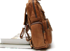 Cool Brown Mens Leather Backpack Travel Backpacks Cool School Backpacks for men
