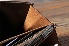 Handmade Genuine Leather Mens Cool Long Leather Wallet Phone Wallet Clutch Wallet for Men