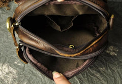 Small Mens Leather Belt Pouch Side Bag Belt Case Waist Pouch Holster for Men