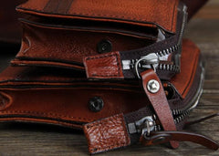 Handmade Genuine Leather Mens Cool Long Wallet Wristlet Bifold Clutch Wallet for Men