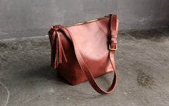 Vintage LEATHER WOMEN Bucket Bag SHOULDER BAG Purse with Tassel FOR WOMEN