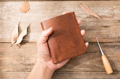 Handmade Leather Mens Small Wallets Bifold Vintage Slim billfold Wallet for Men