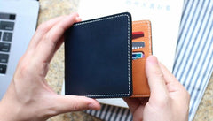 Leather Mens Small Wallet Slim Wallet Front Pocket Wallet billfold Card Wallet for Men