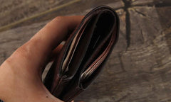Handmade Genuine Leather Mens Cool Slim Leather Billfod Wallet Men billfold Wallets Bifold for Men