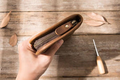 Cool Canvas Leather Mens Bifold Long Wallet Zipper Long Wallet for Men