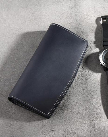 Handmade Leather Mens Clutch Wallet Cool Leather Wallet Long Phone Wallets for Men