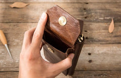 Cool Leather Mens Coffee Long Zipper Clutch Wallet Long Wallet for Men