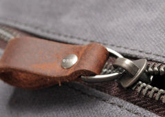 Cool Waxed Canvas Leather Mens Wristlet Bag Vintage Clutch Zipper Bag for Men