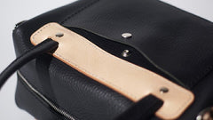 Handmade Leather Black Womens Handbag Fashion Shoulder Bag for Women