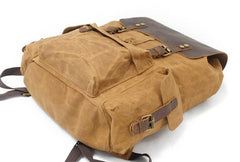 Waxed Canvas Leather Mens Hiking Backpacks Canvas Travel Backpack School Backpack for Men