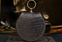 Handmade makeup leather round change coin wallet flowral leather billfold wallet for men women