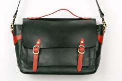 Green Leather Mens Briefcase Messenger Bag Handbag Shoulder Bag for men