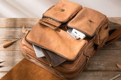 Cool Brown Mens Leather Backpacks Travel Backpacks Laptop Backpack for men