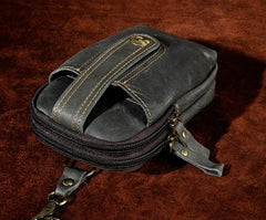 Mens Small Leather Holster Belt Case Belt Pouch Cell Phone Waist Pouch for Men