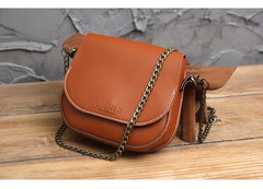 Cute White LEATHER Flip Chain Side Bag Handmade WOMEN Saddle Phone Crossbody BAG Purse FOR WOMEN