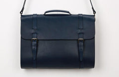 Blue Leather Mens Briefcase Messenger Bag Handbag Shoulder Bag for men