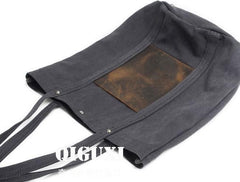 Mens Waxed Canvas Leather Tote Bag Canvas Shoulder Bag for Men