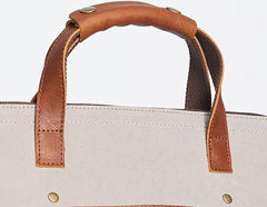 Mens Gray Canvas 14inch Briefcase Handbag Work Bag Business Bag for Men