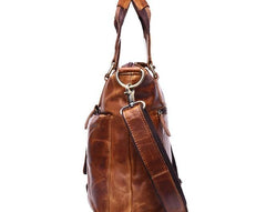 Vintage Coffee Leather Mens Briefcase Laptop Bag Business Bags Work Bag for Men