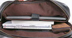 Cool Black Leather Mens Briefcase Work Bag Laptop Bag Business Bag for Men